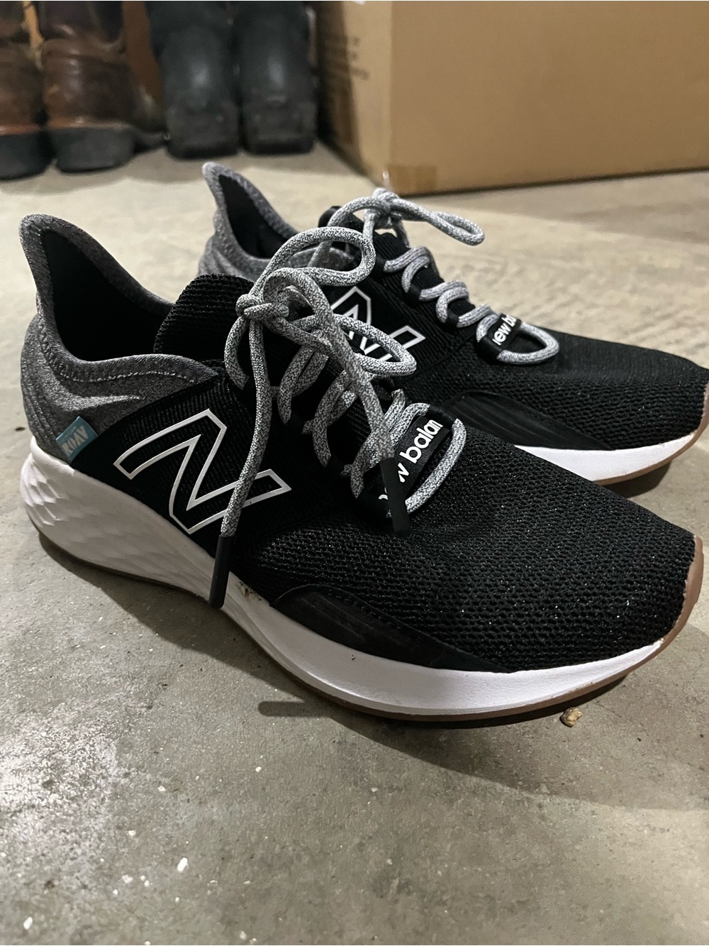 New Balance Black, Gray & White Knit Running Shoes